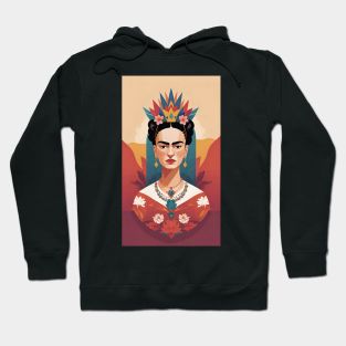 Frida's Spectrum: Colorful Portrait Hoodie